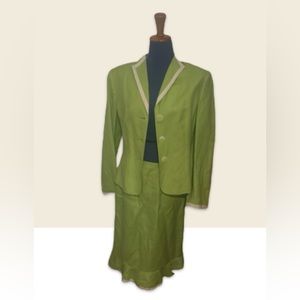 Linen blend vintage skirt suit set